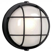  305011BK 113EB - Outdoor Cast Aluminum Marine Light with Guard - in Black finish with Frosted Glass (Wall or Ceiling